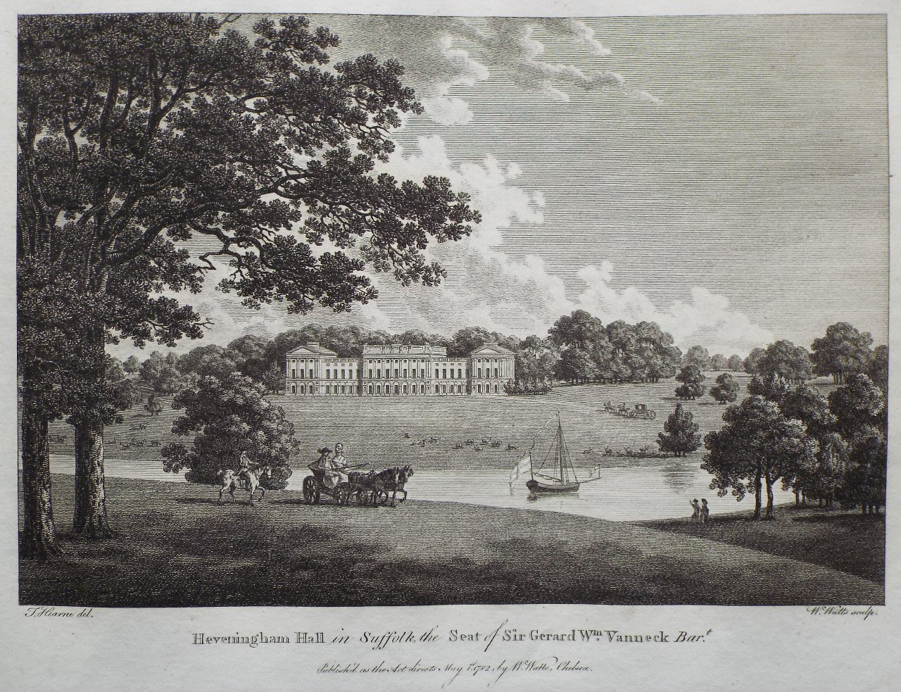 Print - Heveningham Hall in Suffolk, the Seat of Sir Gerard Wm. Vanneck Bart. - Watts